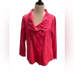 Crown & Ivy Pink Women's Snap Button Front, Zippered Back Jacket, Size Large NWT